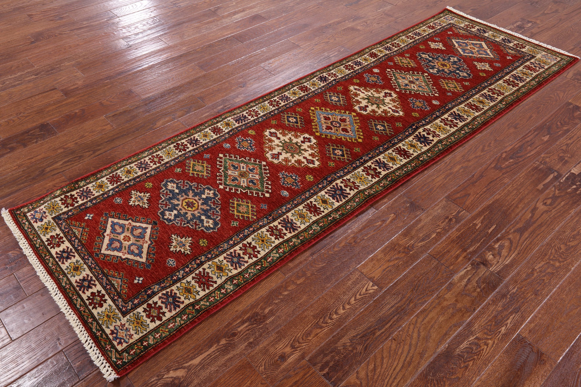 Red Super Kazak Handmade Wool Runner Rug - 2' 10" X 9' 2" - Golden Nile