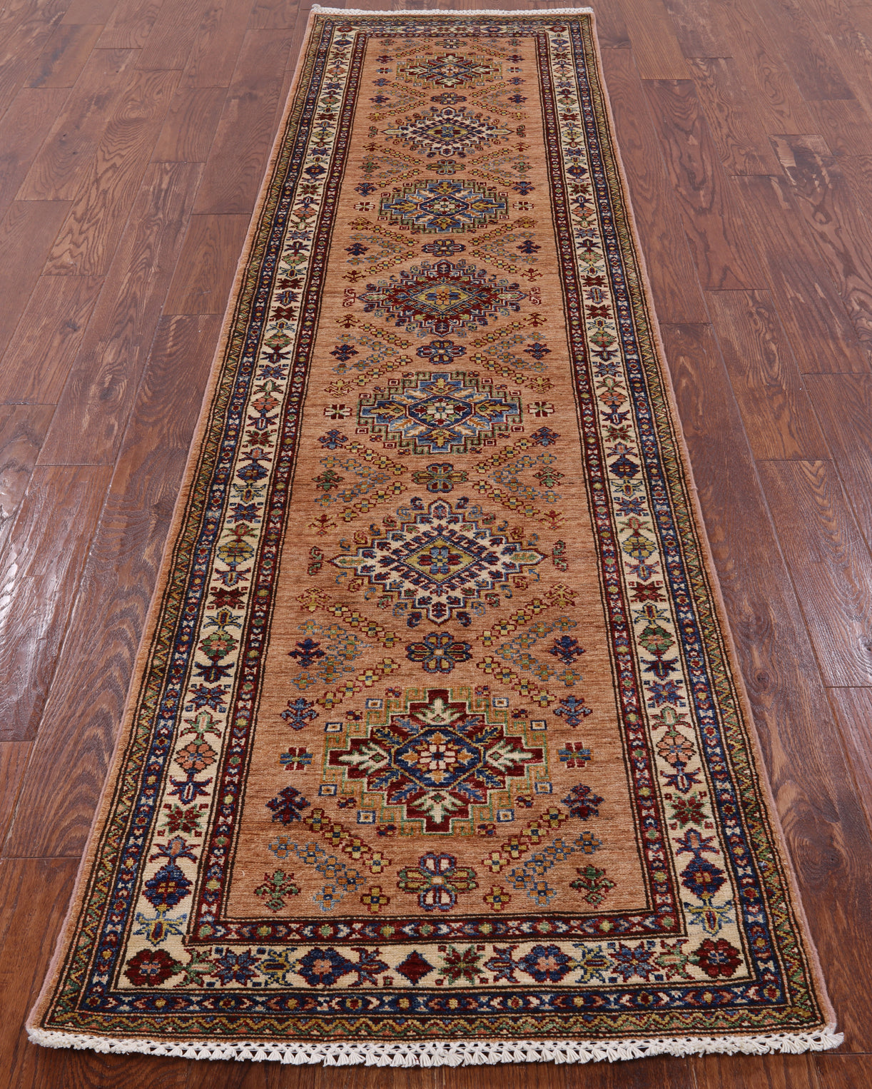 Super Kazak Handmade Wool Runner Rug - 2' 7" X 9' 9" - Golden Nile