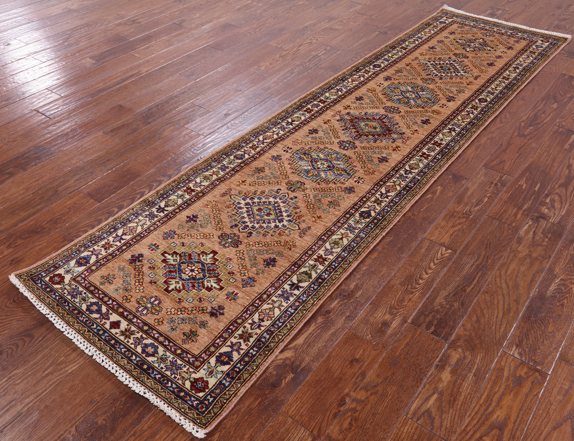 Super Kazak Handmade Wool Runner Rug - 2' 7" X 9' 9" - Golden Nile