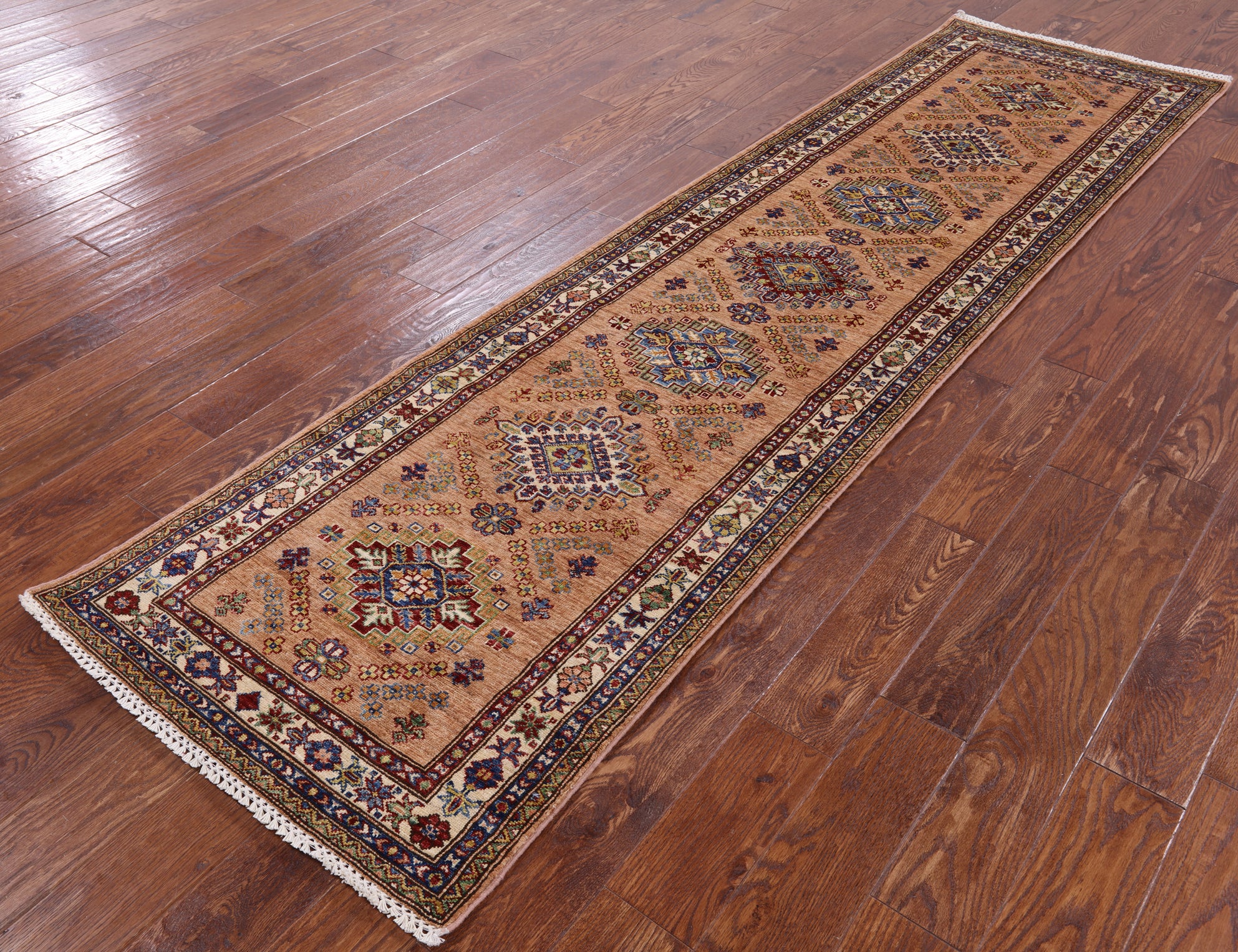 Super Kazak Handmade Wool Runner Rug - 2' 7" X 9' 9" - Golden Nile