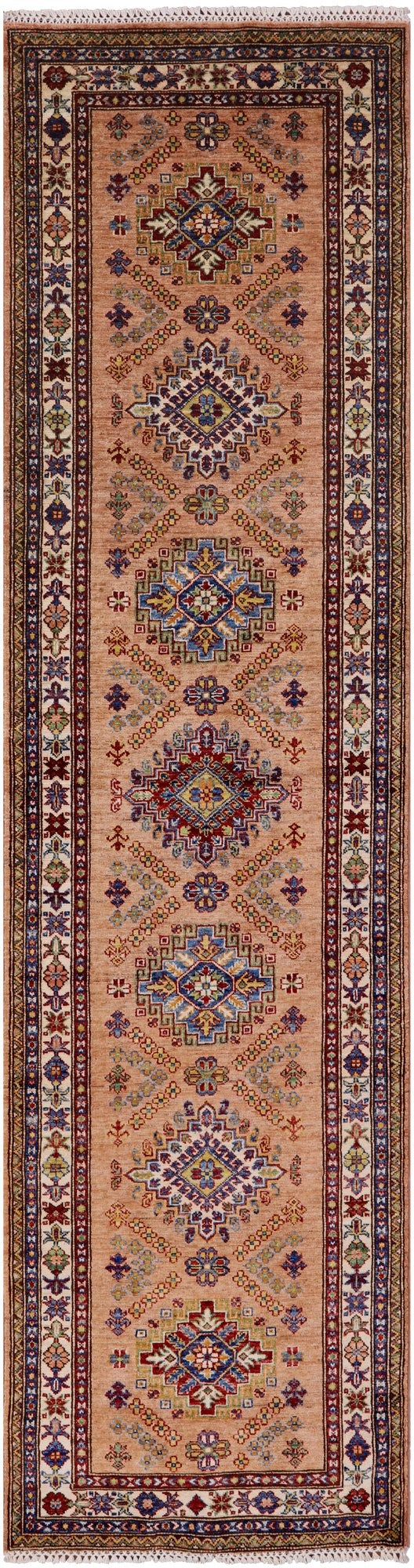 Super Kazak Handmade Wool Runner Rug - 2' 7" X 9' 9" - Golden Nile