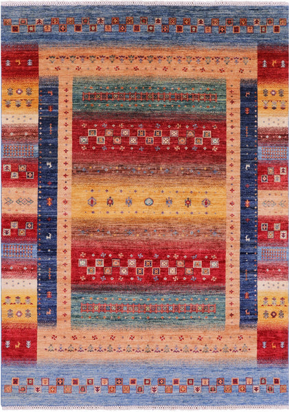 Tribal Persian Gabbeh Hand Knotted Wool Rug - 5' 8" X 7' 10" - Golden Nile