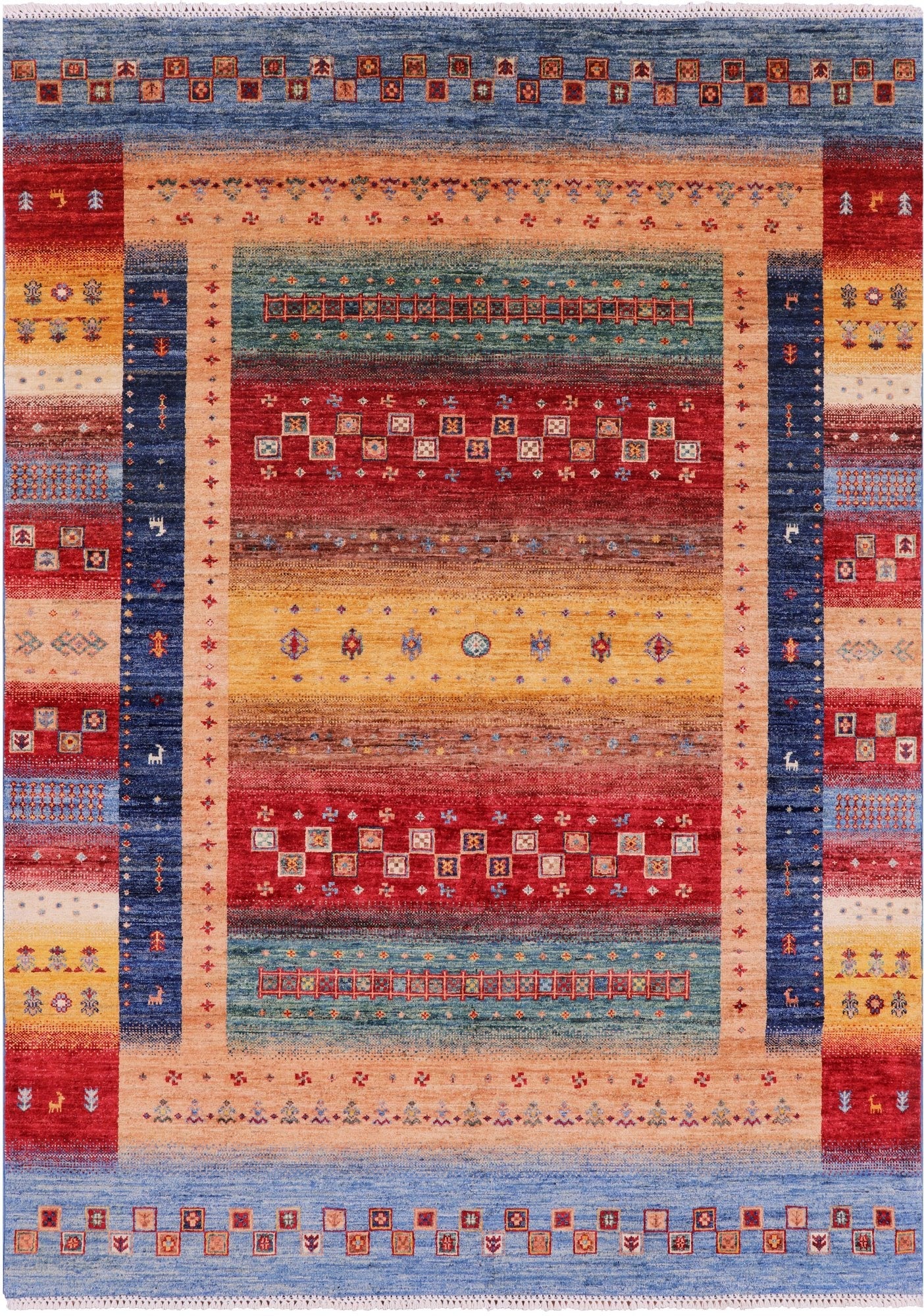 Tribal Persian Gabbeh Hand Knotted Wool Rug - 5' 8" X 7' 10" - Golden Nile
