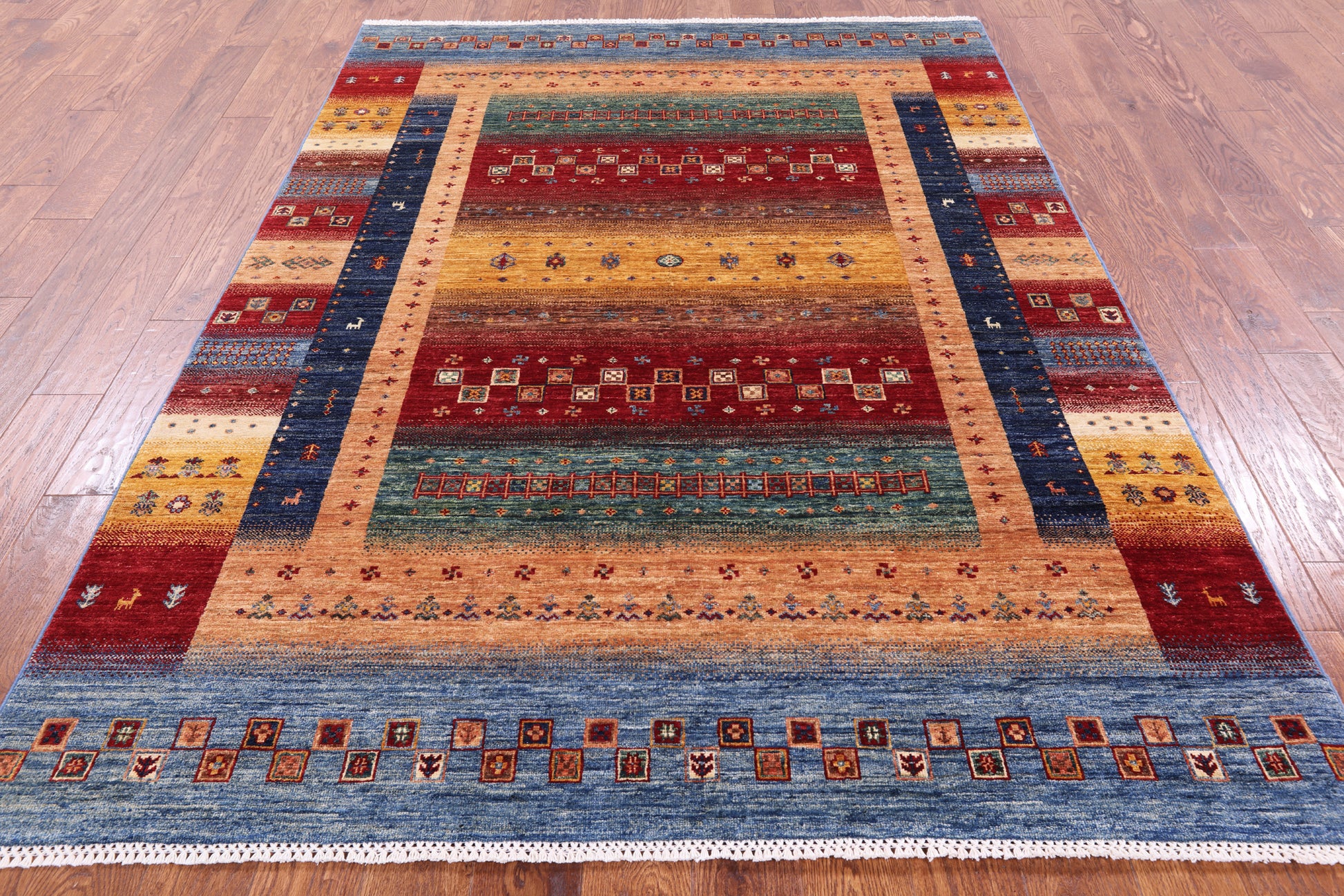 Tribal Persian Gabbeh Hand Knotted Wool Rug - 5' 8" X 7' 10" - Golden Nile