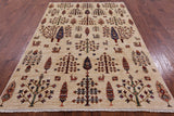 Ivory Persian Gabbeh Hand Knotted Wool Rug - 5' 4" X 7' 11" - Golden Nile