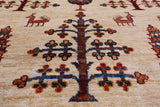 Ivory Persian Gabbeh Hand Knotted Wool Rug - 5' 4" X 7' 11" - Golden Nile