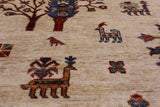 Ivory Persian Gabbeh Hand Knotted Wool Rug - 5' 4" X 7' 11" - Golden Nile