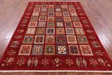 Red Tribal Persian Gabbeh Handmade Wool Rug - 5' 8" X 8' 1" - Golden Nile