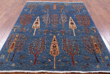 Blue Tribal Persian Gabbeh Hand Knotted Wool Rug - 5' 9" X 7' 9" - Golden Nile