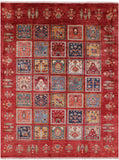 Red Tribal Persian Gabbeh Hand Knotted Wool Rug - 5' 8" X 7' 6" - Golden Nile