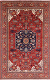 Red Fine Serapi Handmade Wool Rug - 9' 0" X 14' 9" - Golden Nile