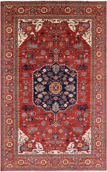 Red Fine Serapi Handmade Wool Rug - 9' 0" X 14' 9" - Golden Nile