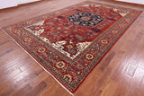 Red Fine Serapi Handmade Wool Rug - 9' 0" X 14' 9" - Golden Nile
