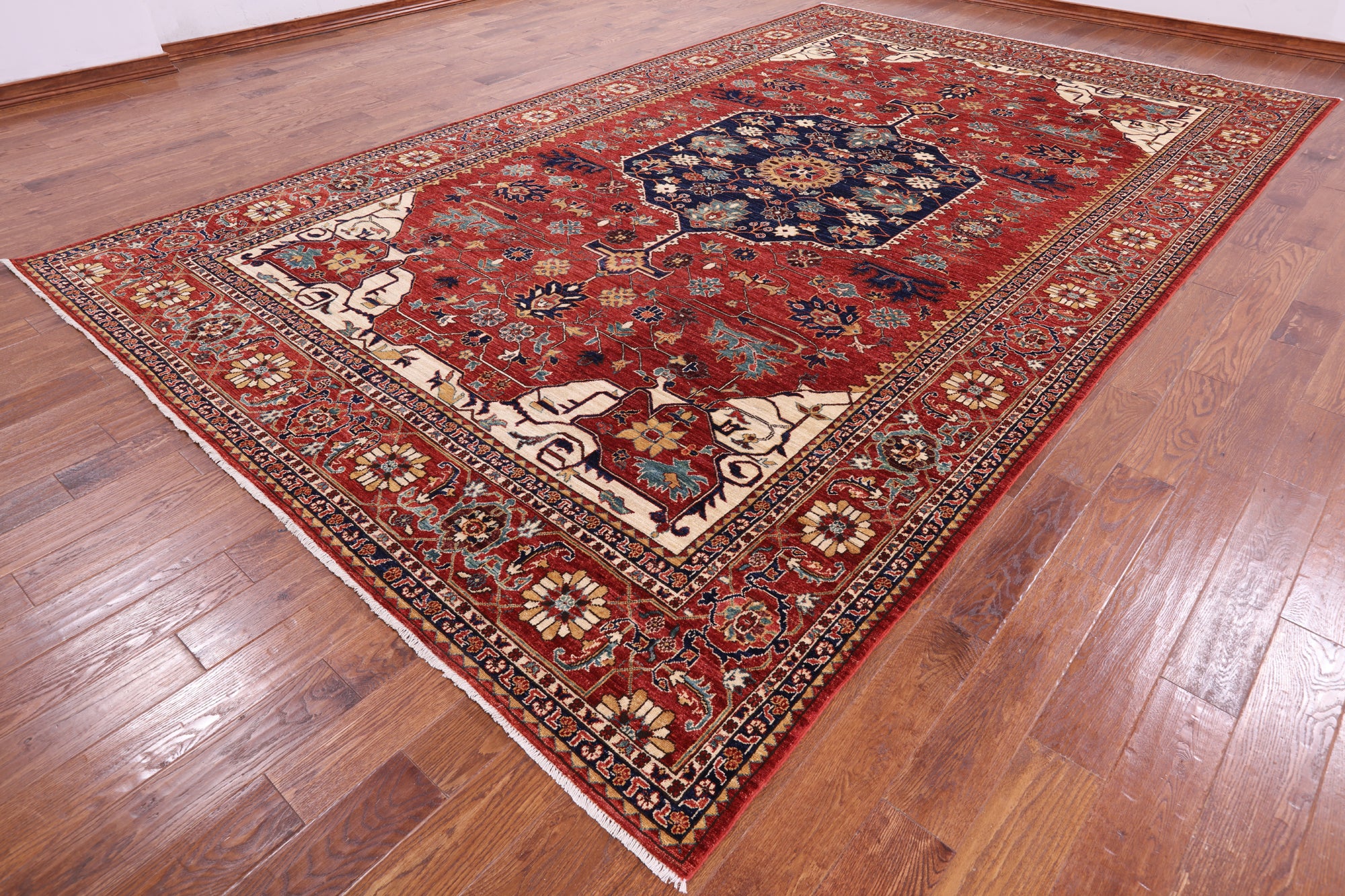 Red Fine Serapi Handmade Wool Rug - 9' 0" X 14' 9" - Golden Nile