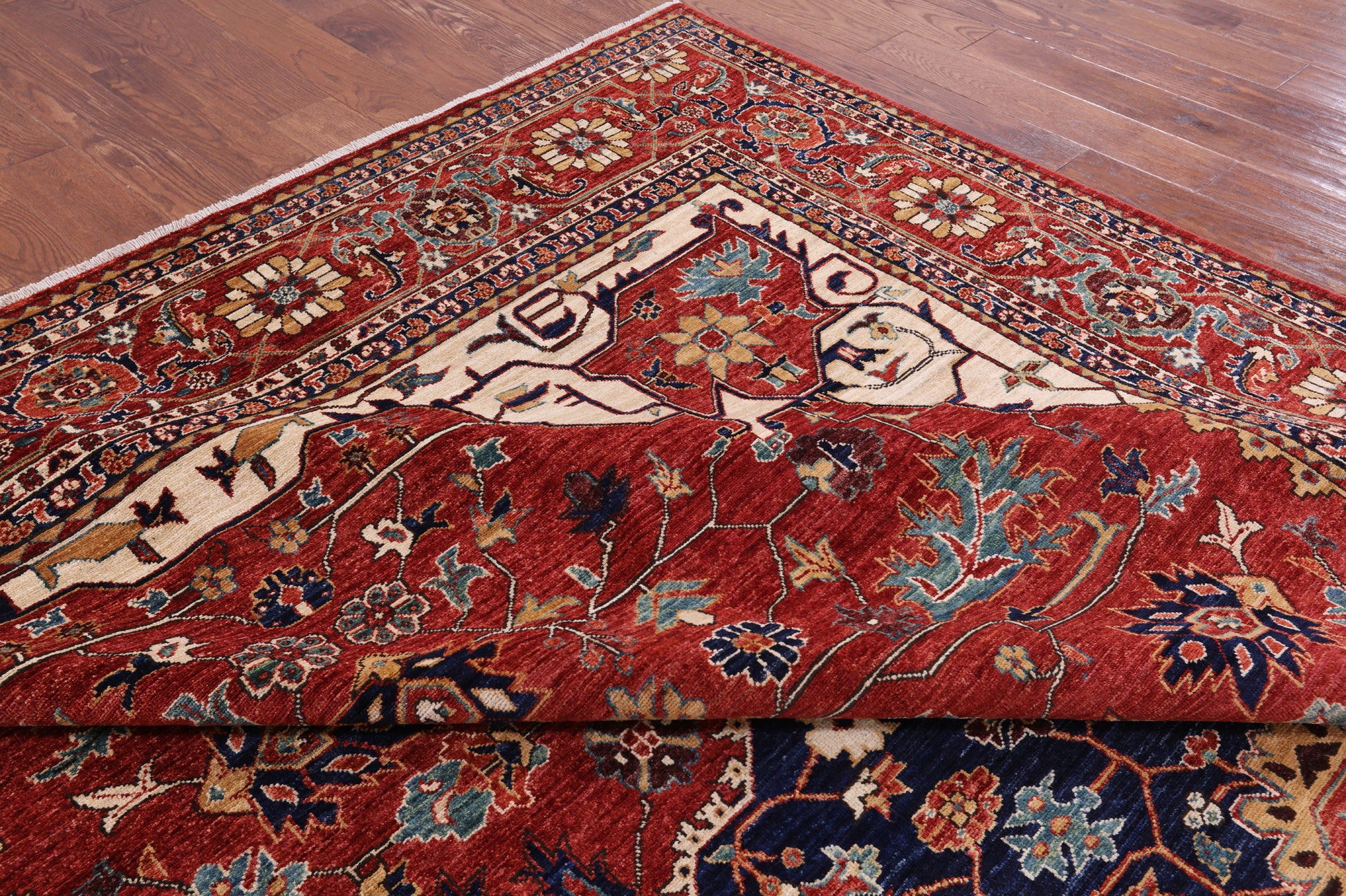 Red Fine Serapi Handmade Wool Rug - 9' 0" X 14' 9" - Golden Nile