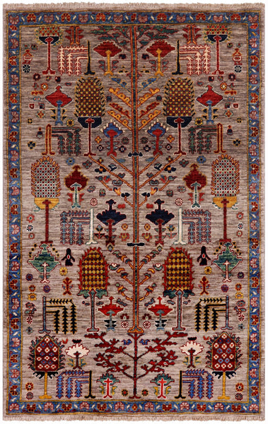 Tribal Persian Gabbeh Handmade Wool Rug - 3' 1" X 4' 9" - Golden Nile