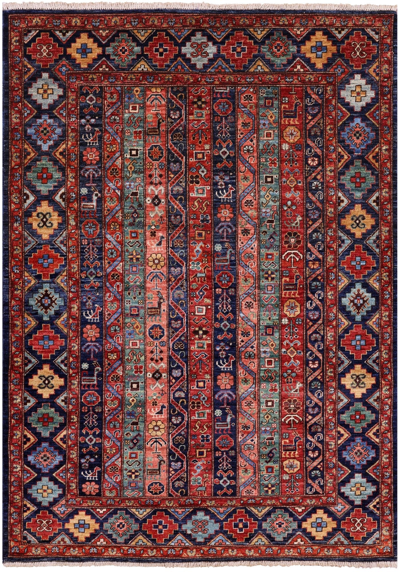 Shall Persian Gabbeh Handmade Wool Rug - 4' 2" X 5' 10" - Golden Nile