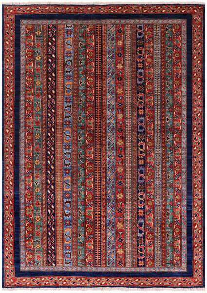 Shall Persian Gabbeh Hand Knotted Wool Rug - 4' 2" X 5' 10" - Golden Nile