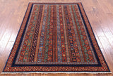 Shall Persian Gabbeh Hand Knotted Wool Rug - 4' 2" X 5' 10" - Golden Nile