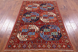 Red Turkmen Ersari Hand Knotted Wool Rug - 4' 0" X 6' 0" - Golden Nile