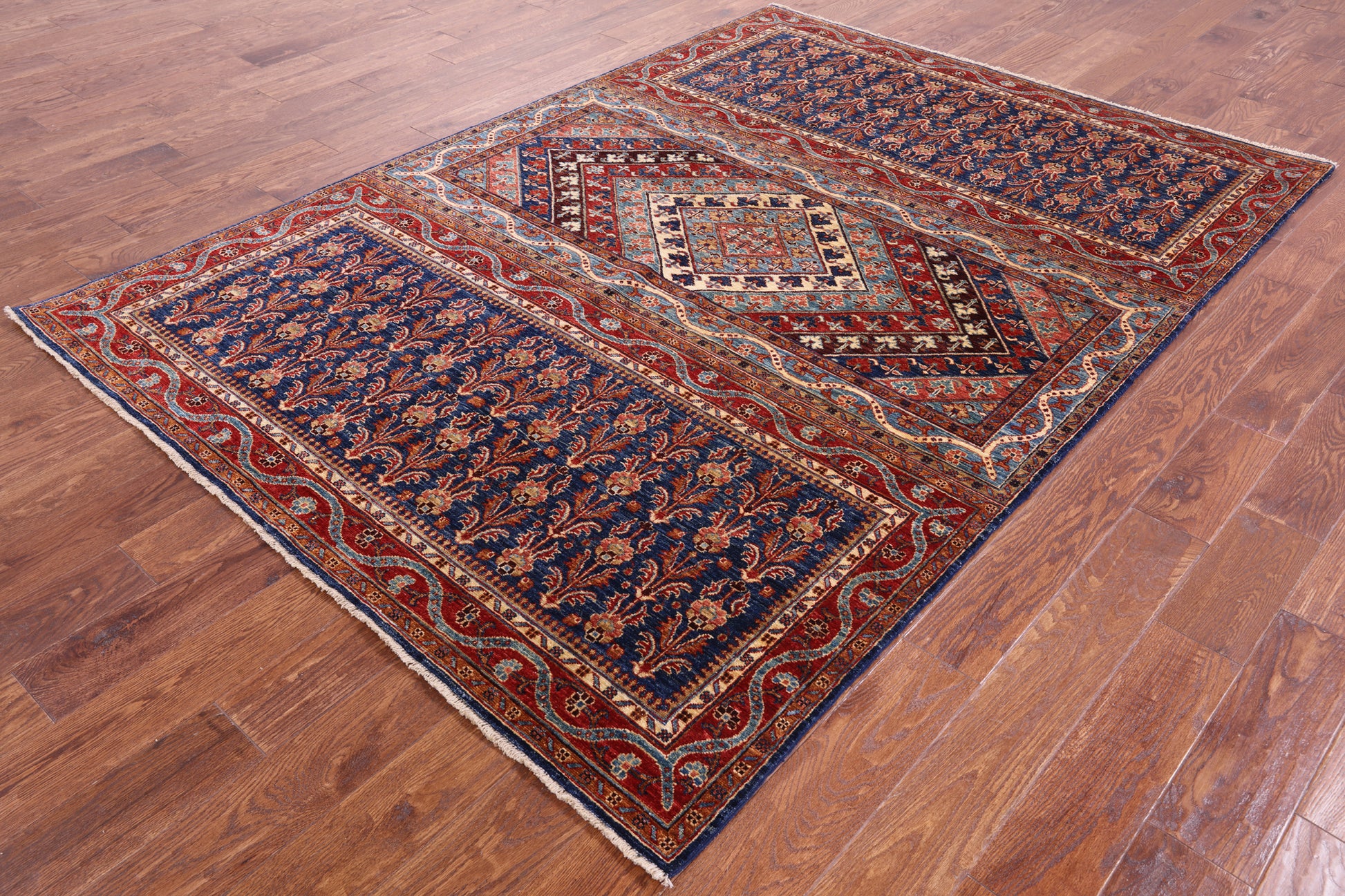 Persian Fine Serapi Handmade Wool Rug - 5' 10" X 8' 1" - Golden Nile