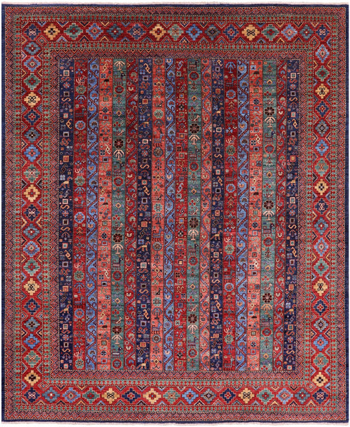 Shall Persian Gabbeh Hand Knotted Wool Rug - 8' 0" X 9' 9" - Golden Nile