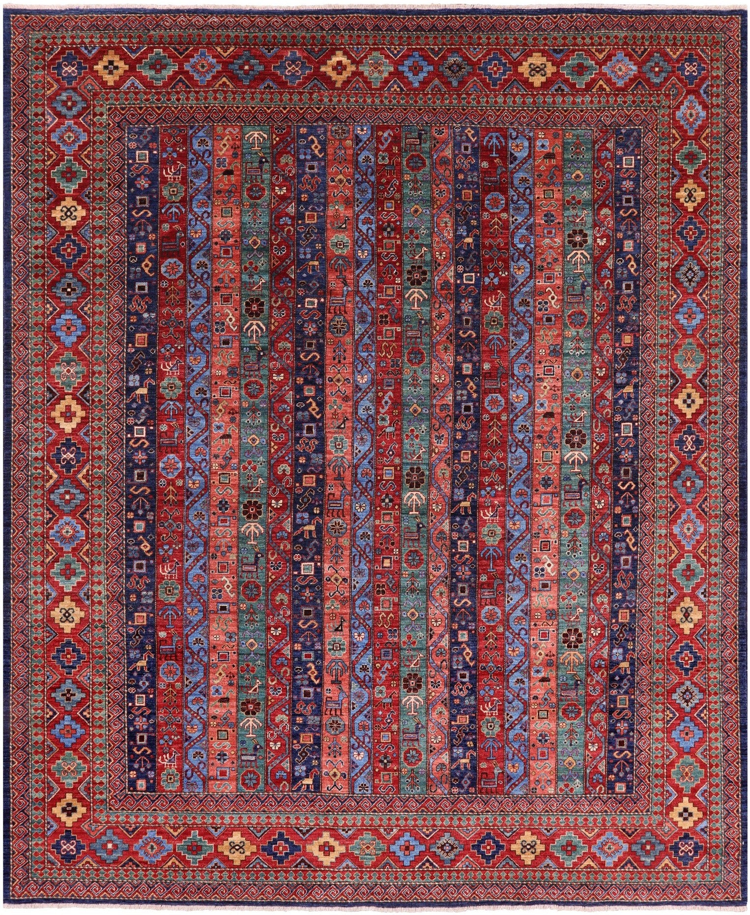 Shall Persian Gabbeh Hand Knotted Wool Rug - 8' 0" X 9' 9" - Golden Nile