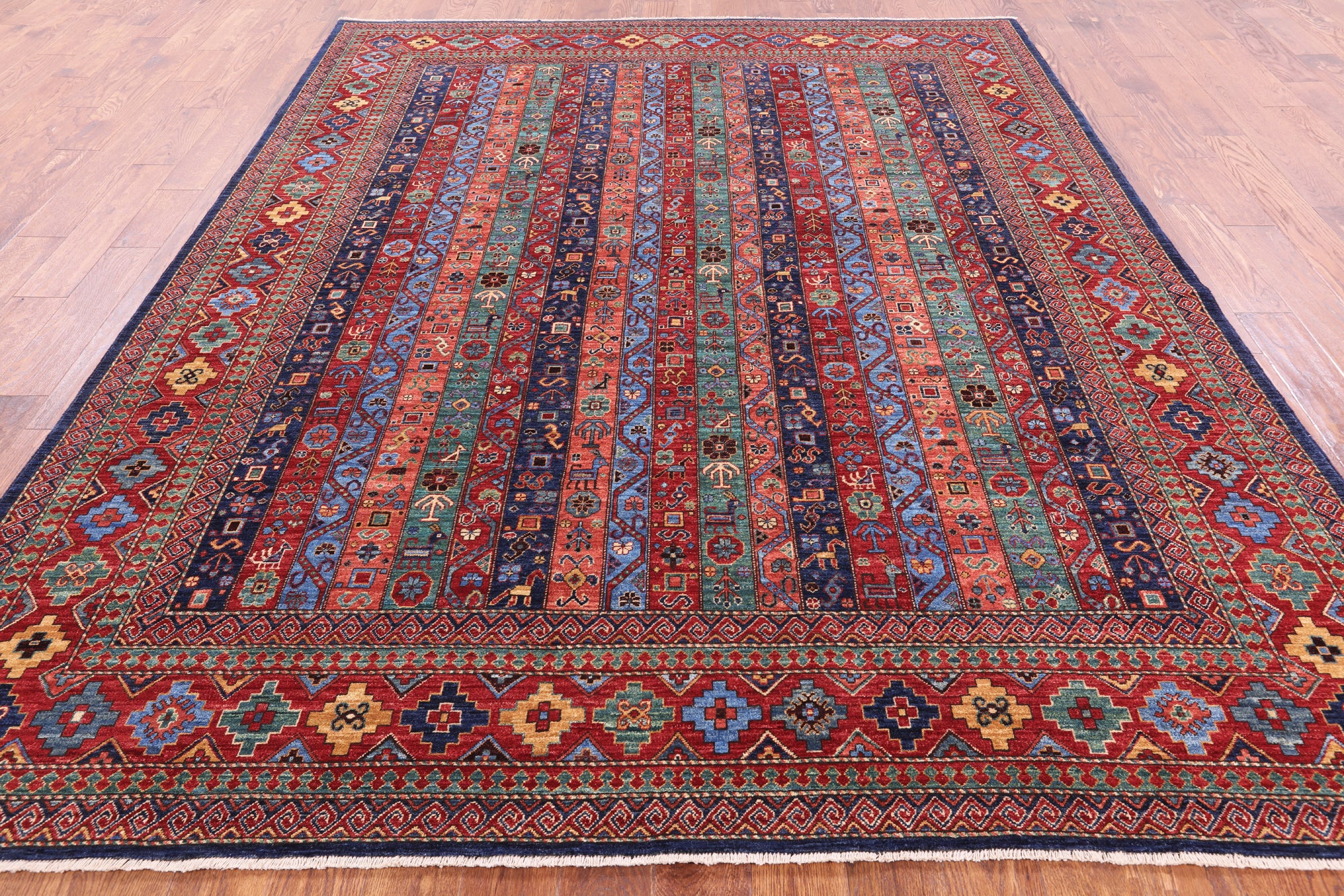 Shall Persian Gabbeh Hand Knotted Wool Rug - 8' 0" X 9' 9" - Golden Nile