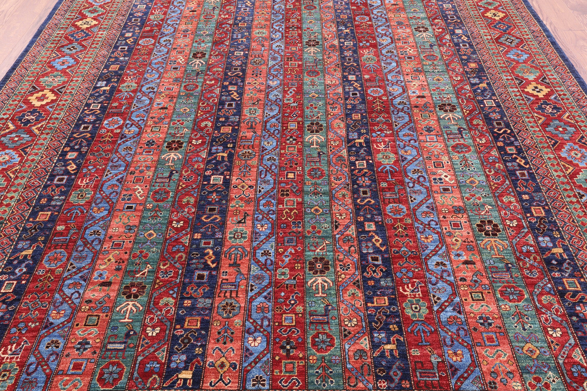Shall Persian Gabbeh Hand Knotted Wool Rug - 8' 0" X 9' 9" - Golden Nile