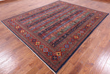 Shall Persian Gabbeh Hand Knotted Wool Rug - 8' 0" X 9' 9" - Golden Nile