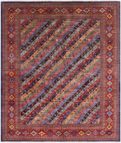 Shall Persian Gabbeh Hand Knotted Wool Rug - 8' 0" X 9' 6" - Golden Nile