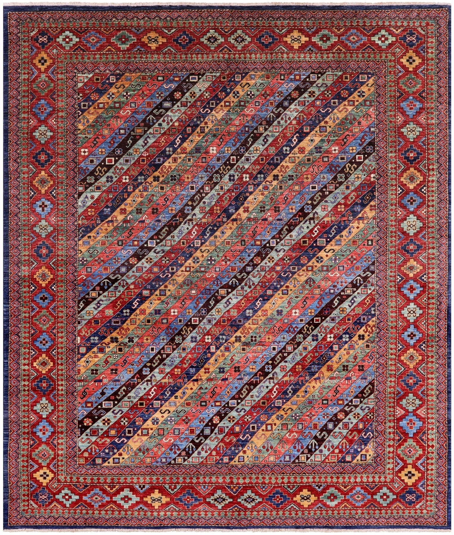 Shall Persian Gabbeh Hand Knotted Wool Rug - 8' 0" X 9' 6" - Golden Nile