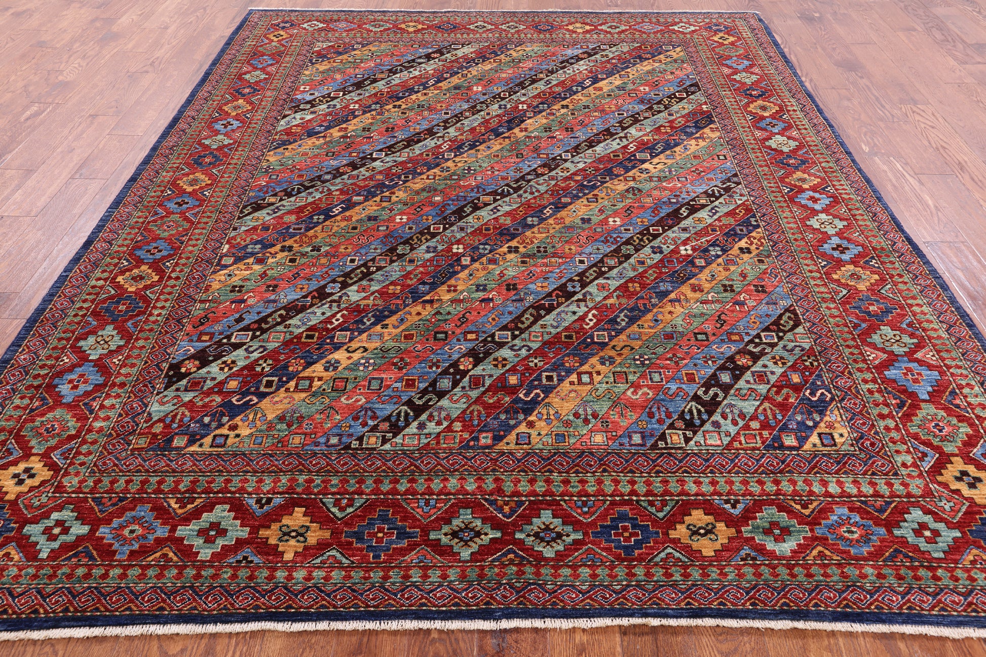 Shall Persian Gabbeh Hand Knotted Wool Rug - 8' 0" X 9' 6" - Golden Nile