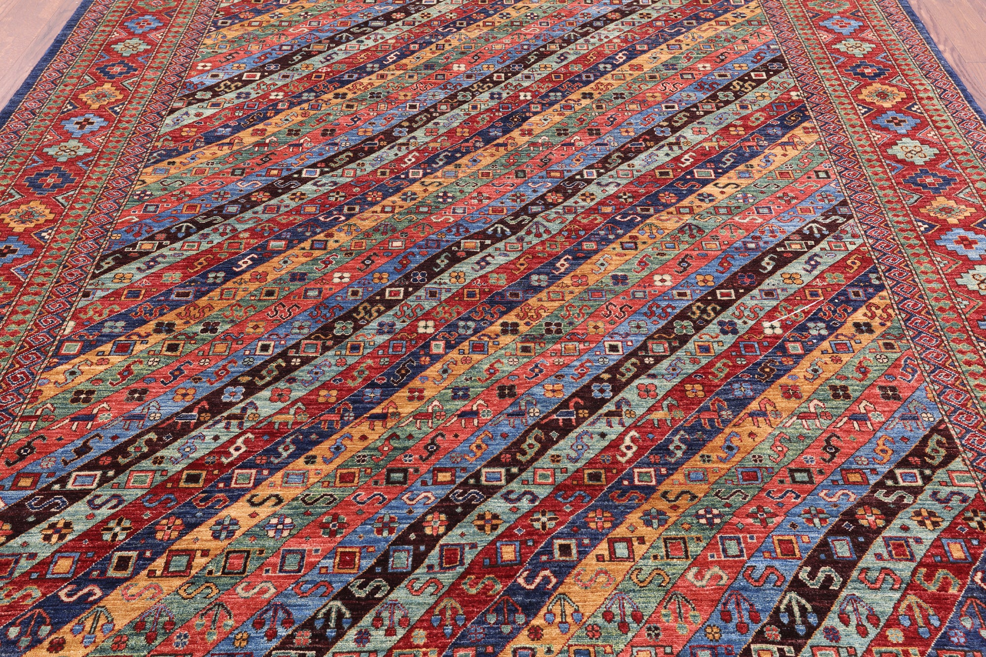 Shall Persian Gabbeh Hand Knotted Wool Rug - 8' 0" X 9' 6" - Golden Nile