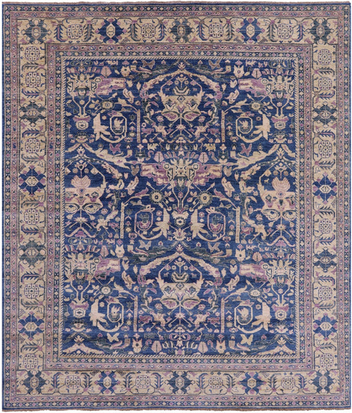 Blue Persian Fine Serapi Handmade Wool Rug - 8' 3" X 9' 7" - Golden Nile