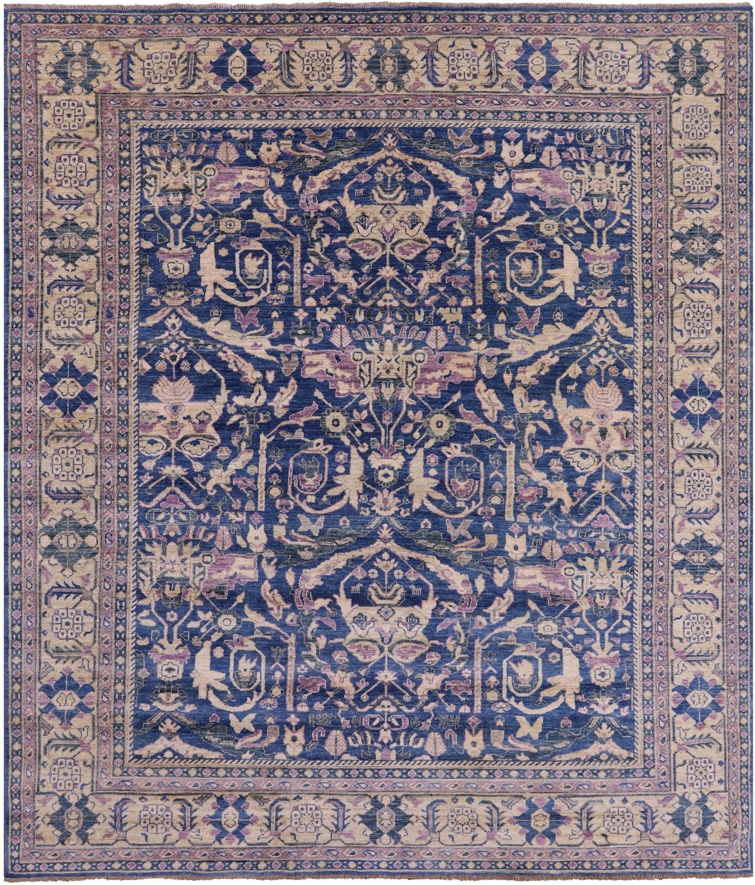 Blue Persian Fine Serapi Handmade Wool Rug - 8' 3" X 9' 7" - Golden Nile