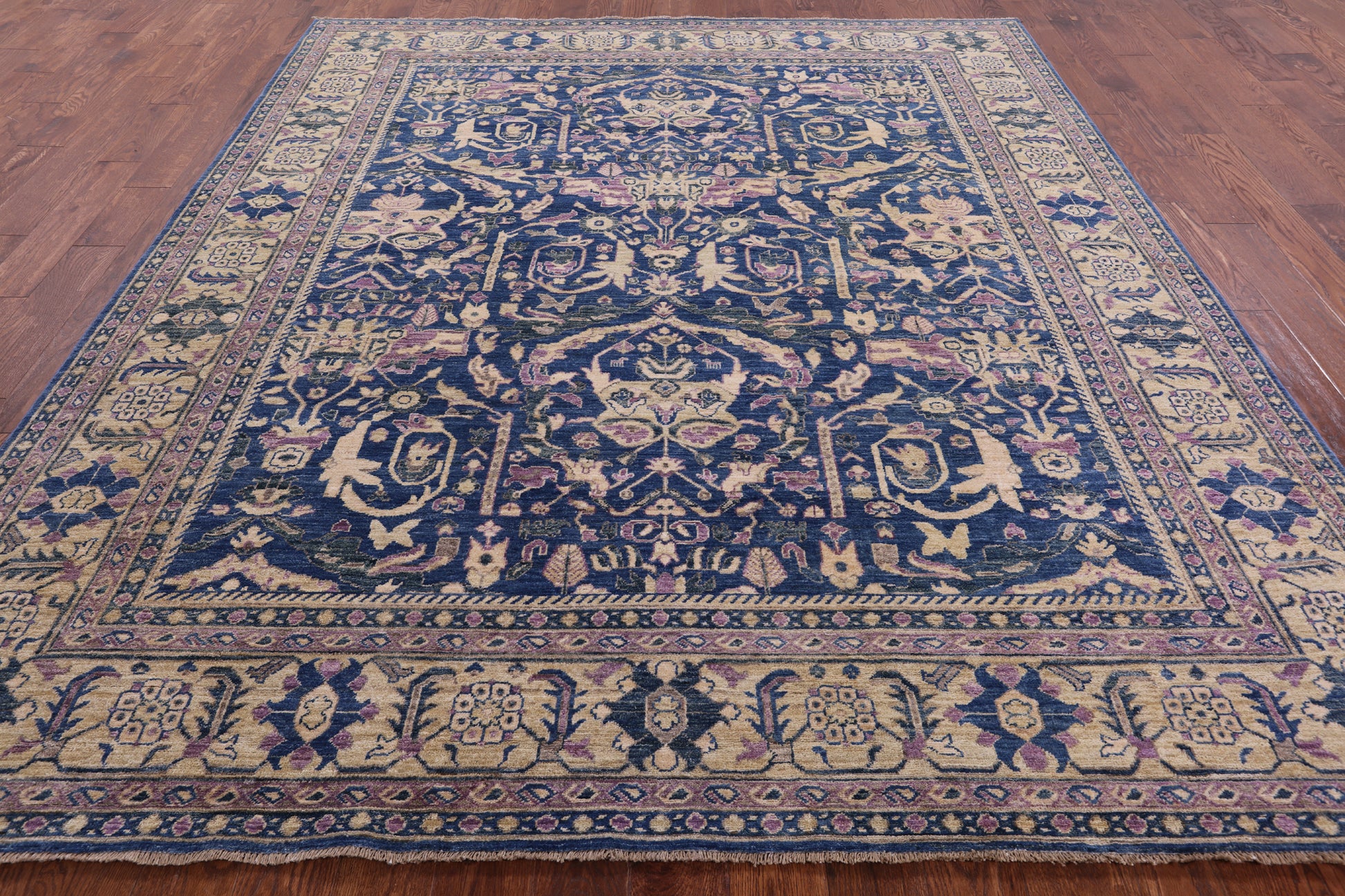 Blue Persian Fine Serapi Handmade Wool Rug - 8' 3" X 9' 7" - Golden Nile