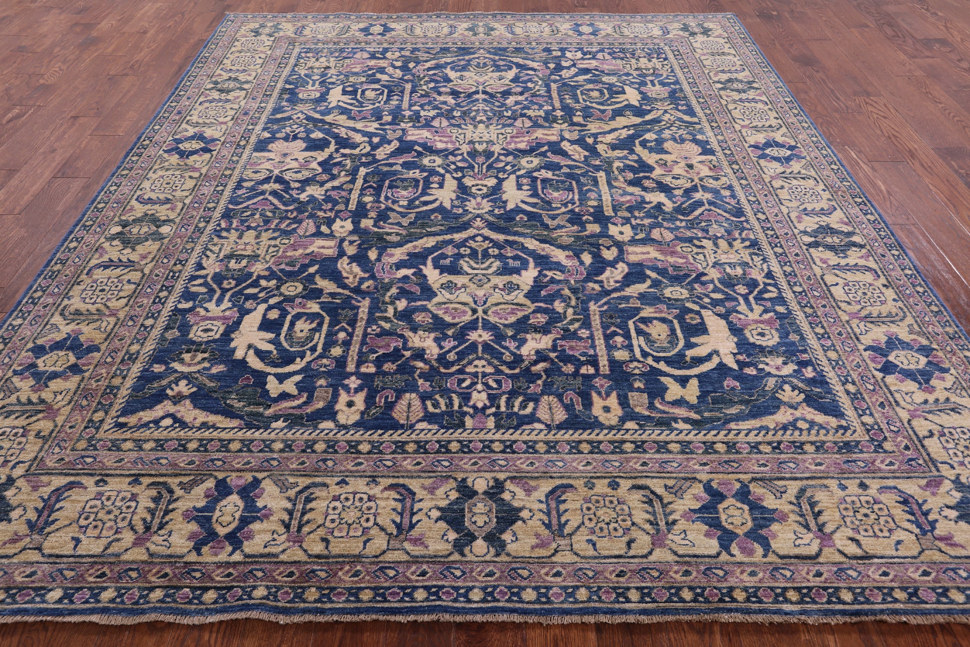 Blue Persian Fine Serapi Handmade Wool Rug - 8' 3" X 9' 7" - Golden Nile