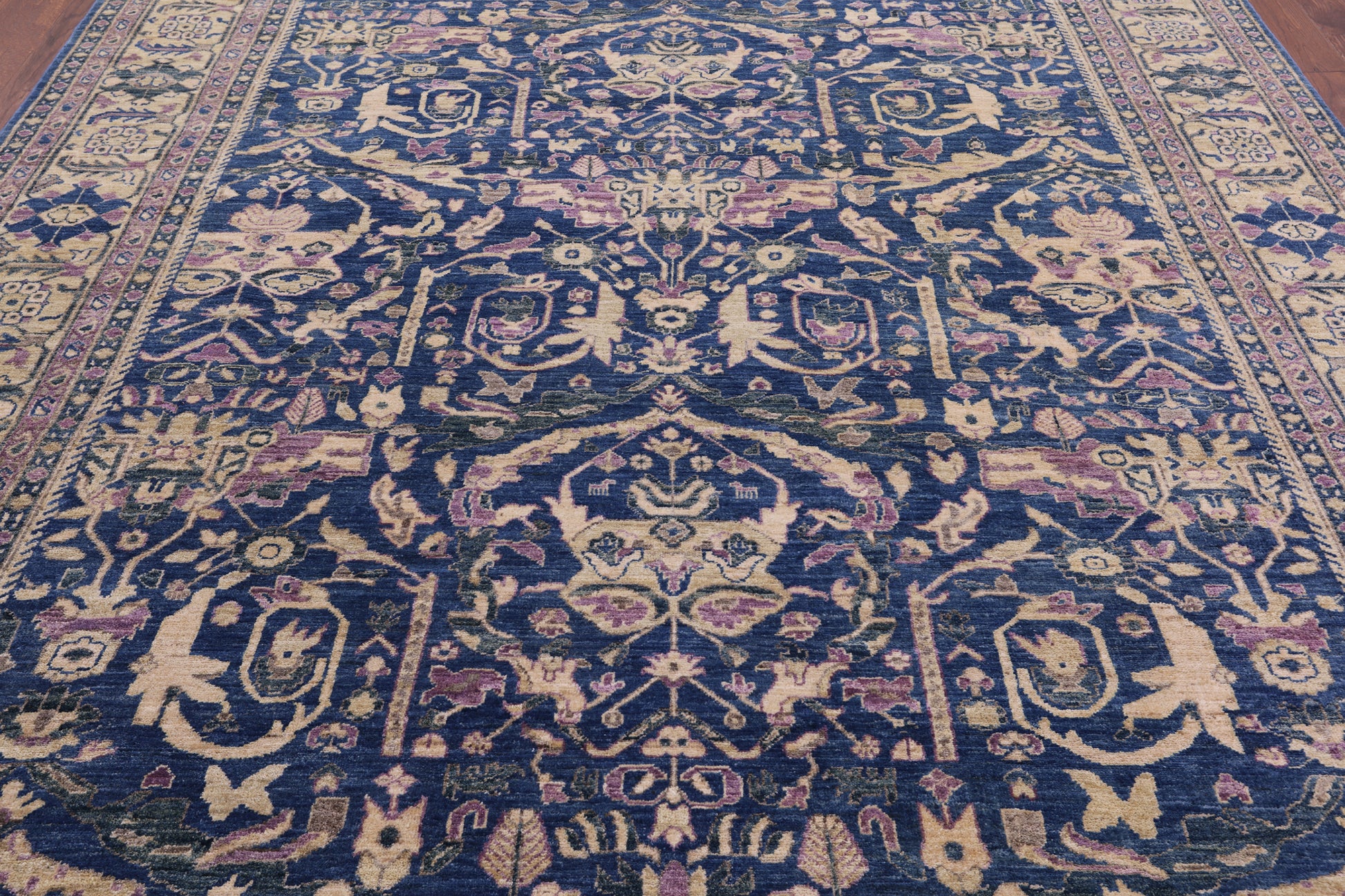 Blue Persian Fine Serapi Handmade Wool Rug - 8' 3" X 9' 7" - Golden Nile