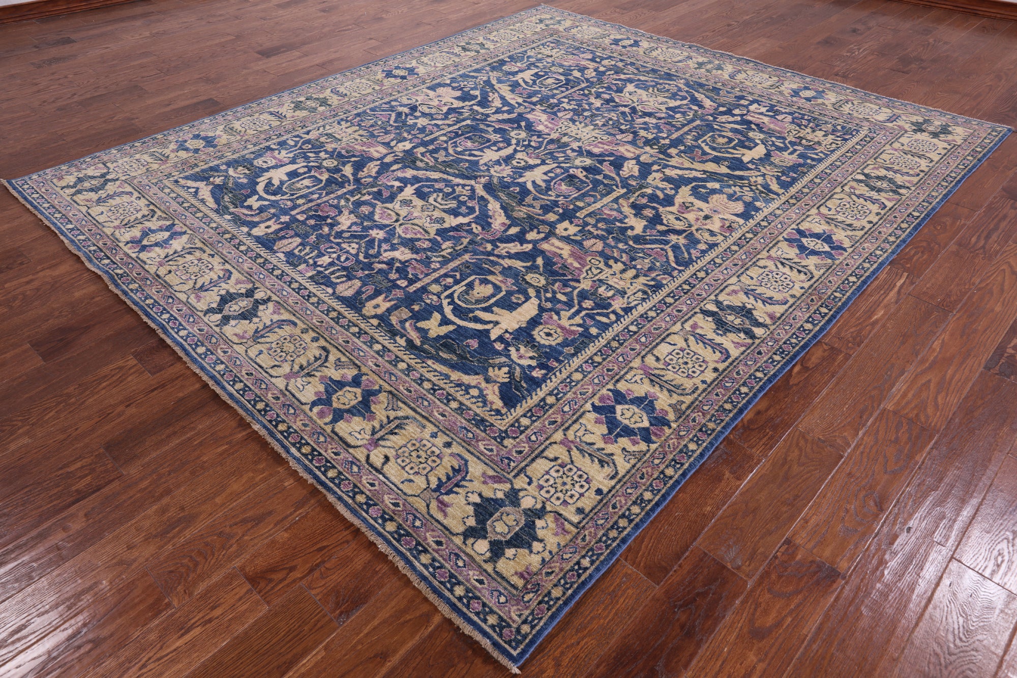 Blue Persian Fine Serapi Handmade Wool Rug - 8' 3" X 9' 7" - Golden Nile