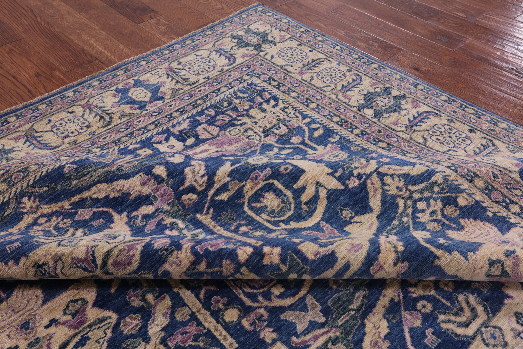 Blue Persian Fine Serapi Handmade Wool Rug - 8' 3" X 9' 7" - Golden Nile