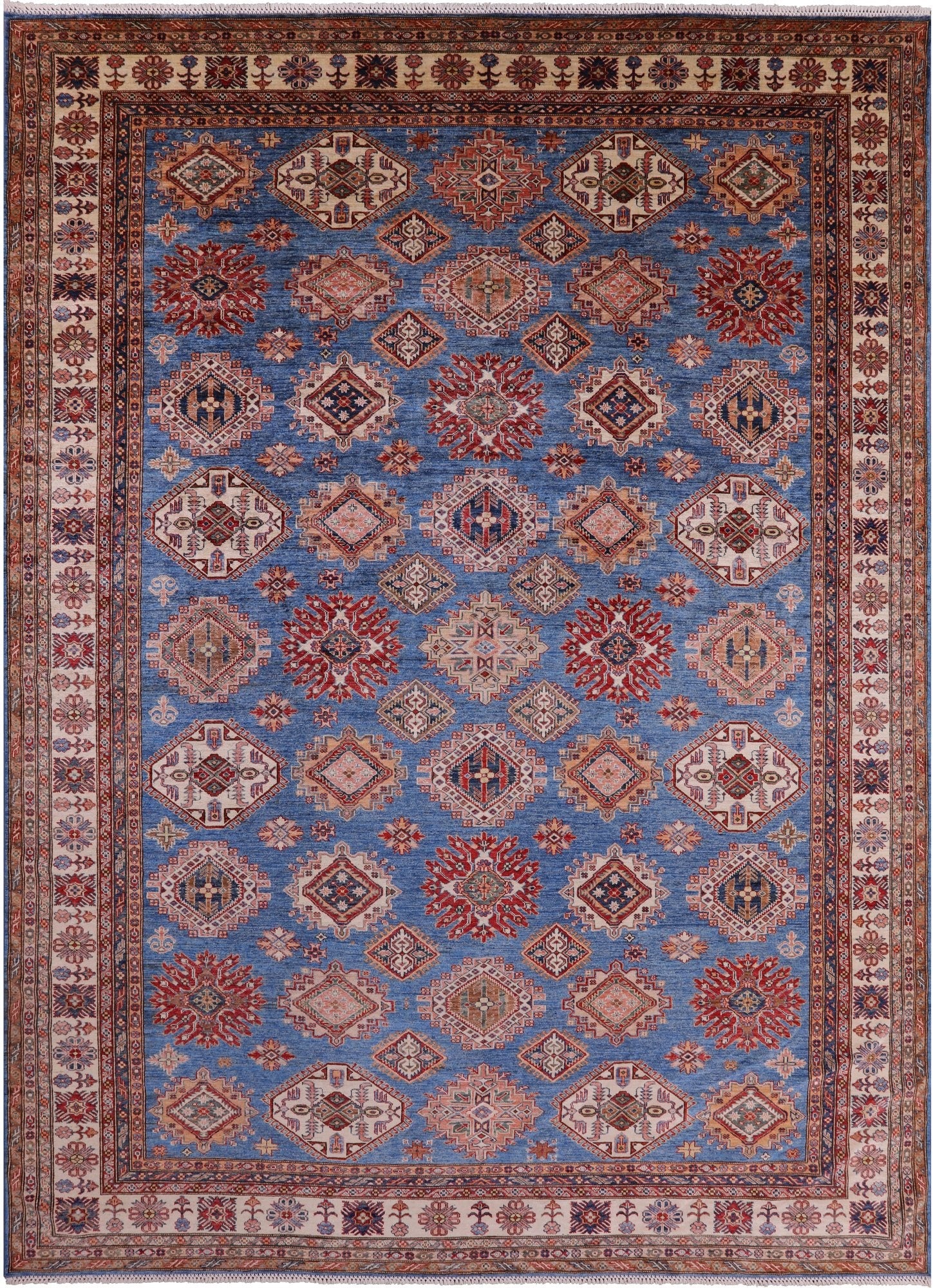 Blue Super Kazak Handmade Wool Rug - 9' 10" X 13' 6" - Golden Nile