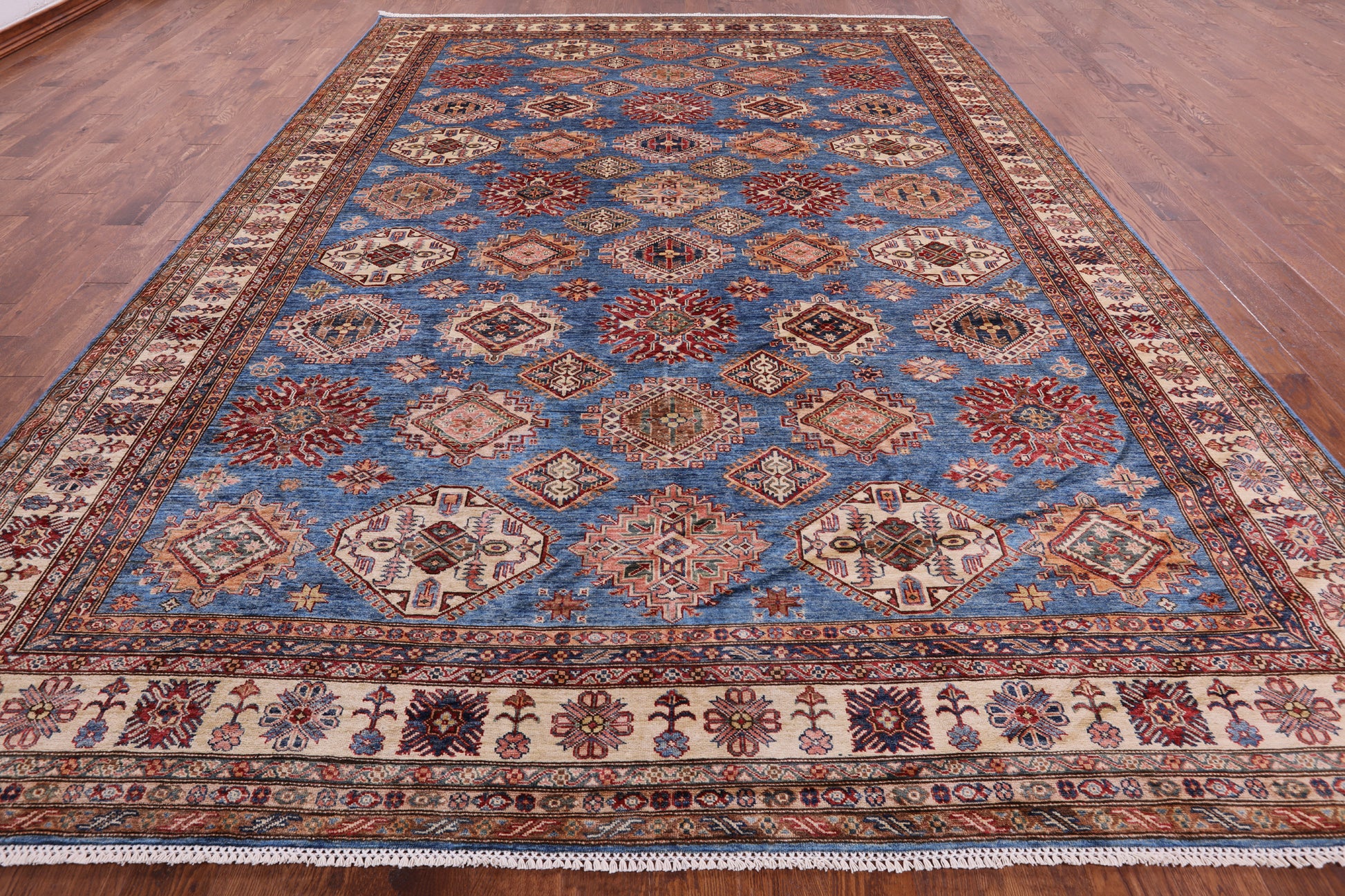Blue Super Kazak Handmade Wool Rug - 9' 10" X 13' 6" - Golden Nile