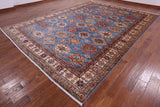 Blue Super Kazak Handmade Wool Rug - 9' 10" X 13' 6" - Golden Nile