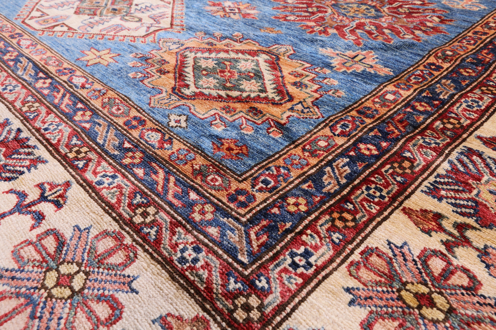 Blue Super Kazak Handmade Wool Rug - 9' 10" X 13' 6" - Golden Nile