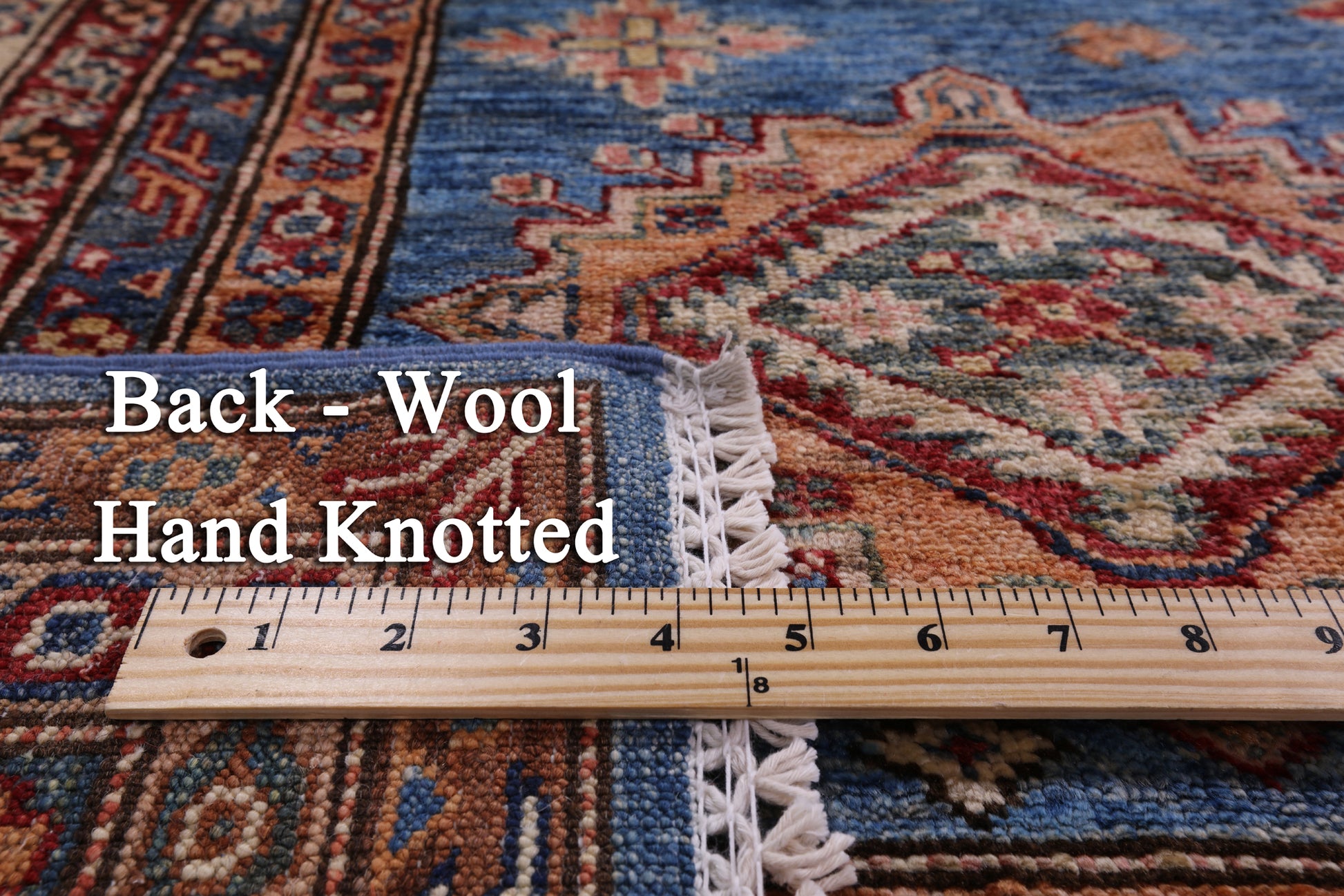 Blue Super Kazak Handmade Wool Rug - 9' 10" X 13' 6" - Golden Nile
