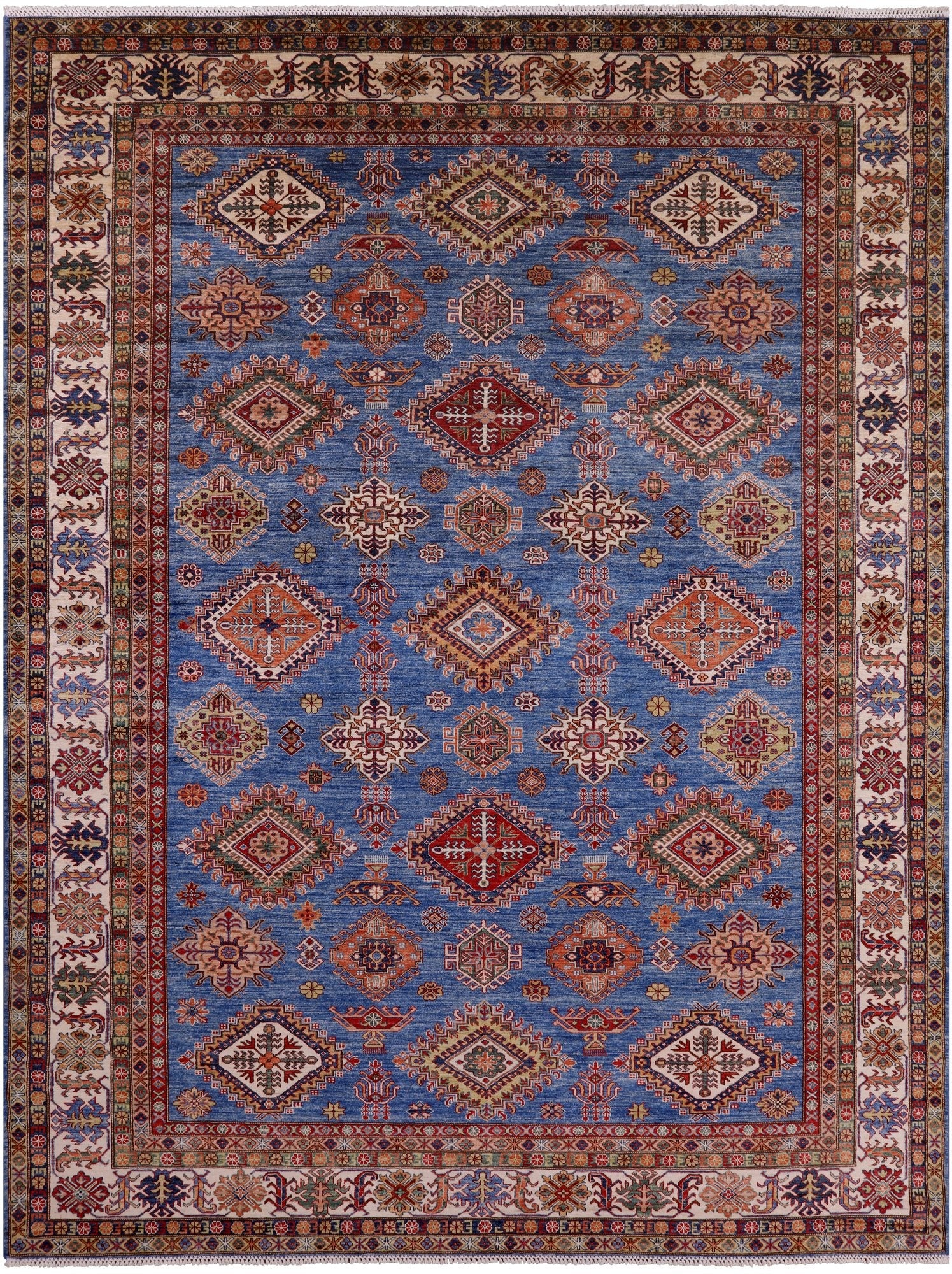 Blue Super Kazak Handmade Wool Rug - 9' 10" X 13' 1" - Golden Nile