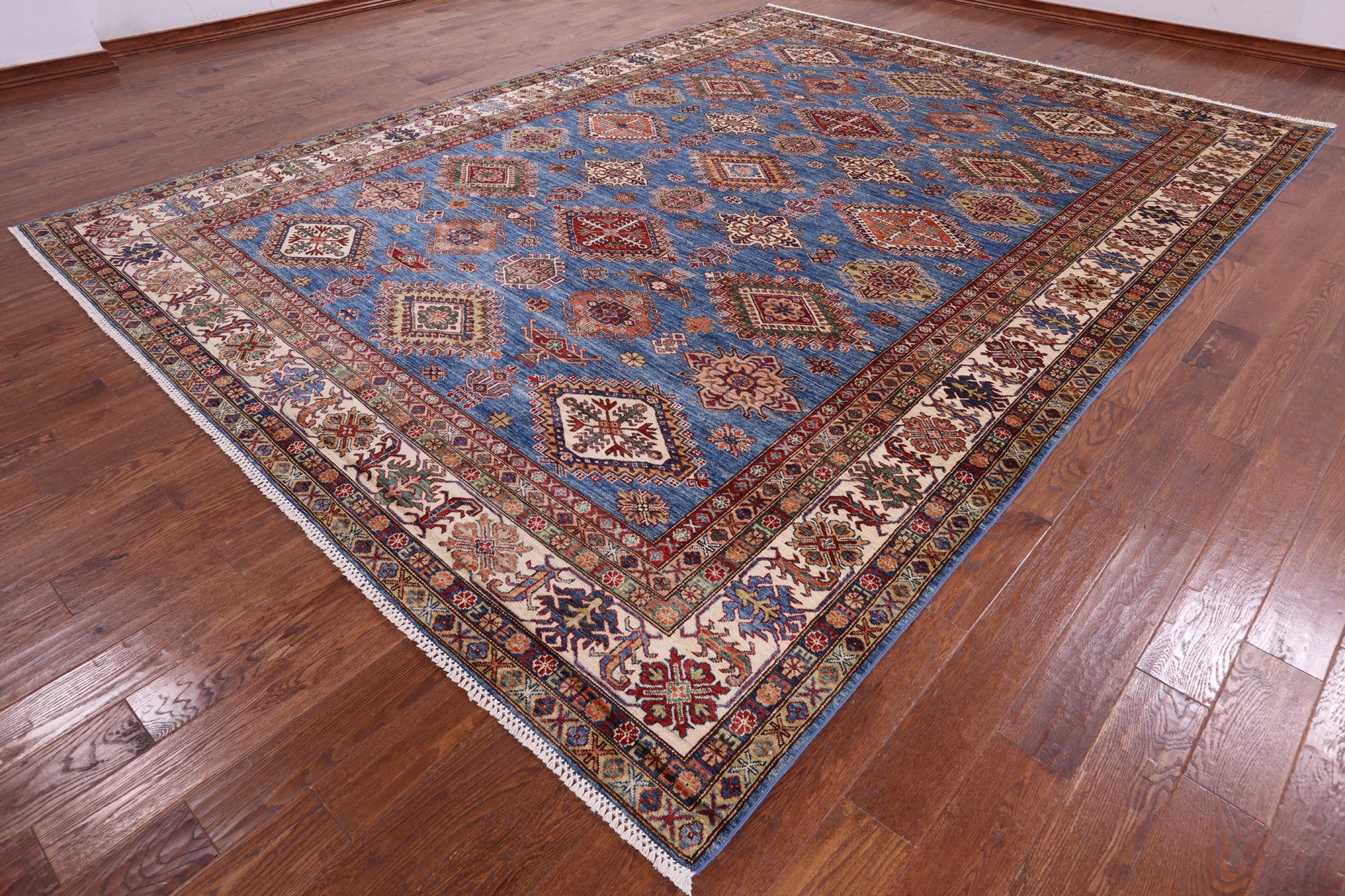 Blue Super Kazak Handmade Wool Rug - 9' 10" X 13' 1" - Golden Nile