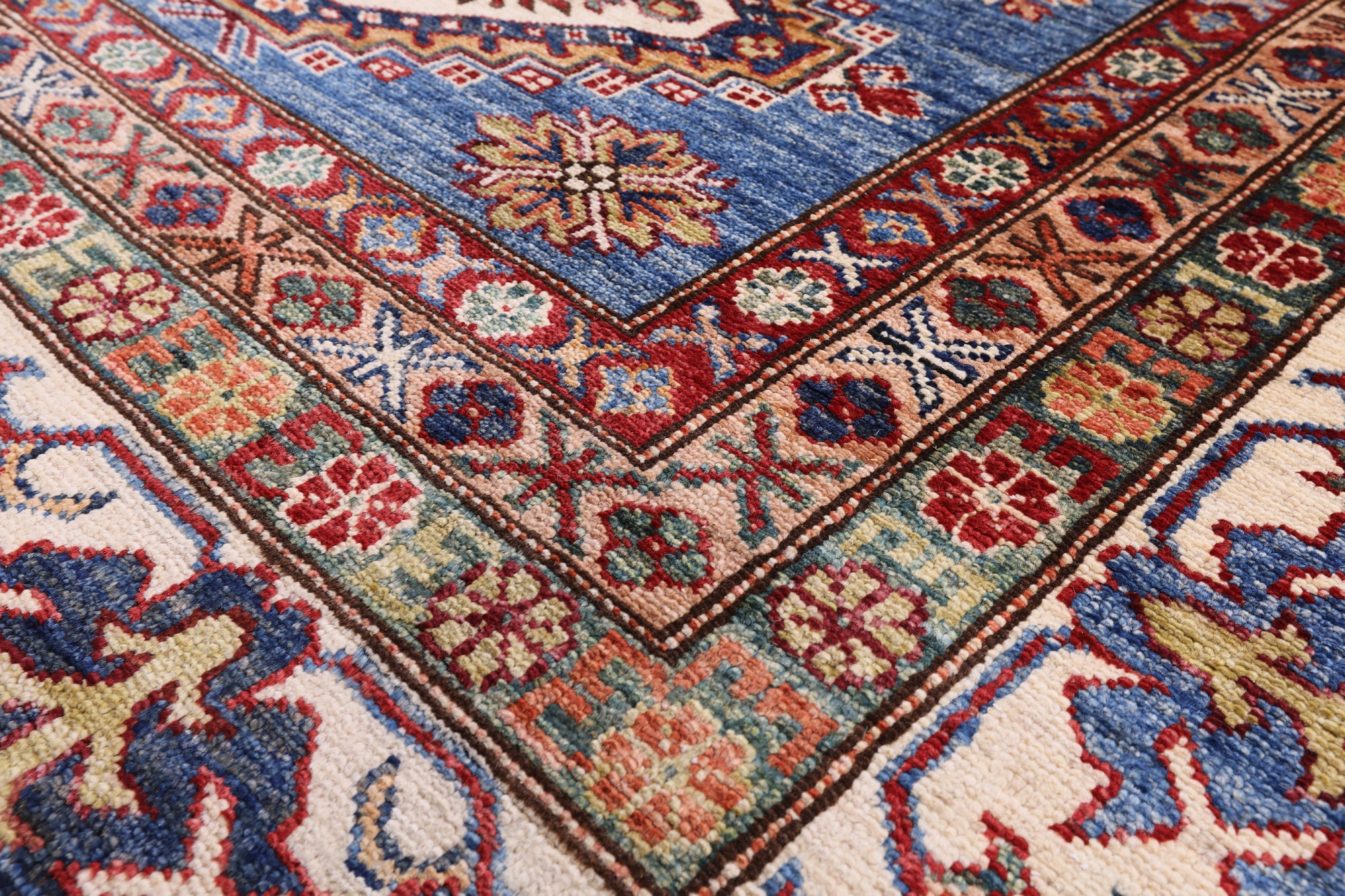 Blue Super Kazak Handmade Wool Rug - 9' 10" X 13' 1" - Golden Nile