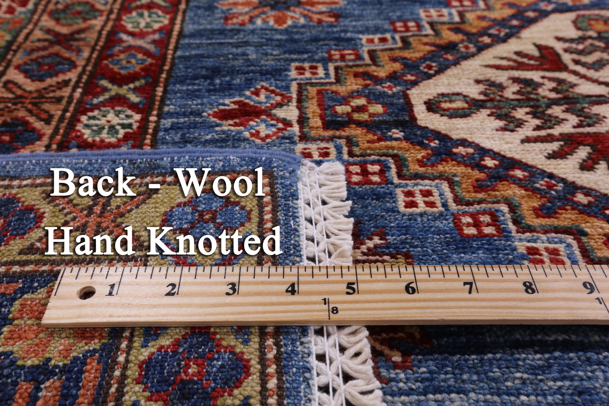 Blue Super Kazak Handmade Wool Rug - 9' 10" X 13' 1" - Golden Nile
